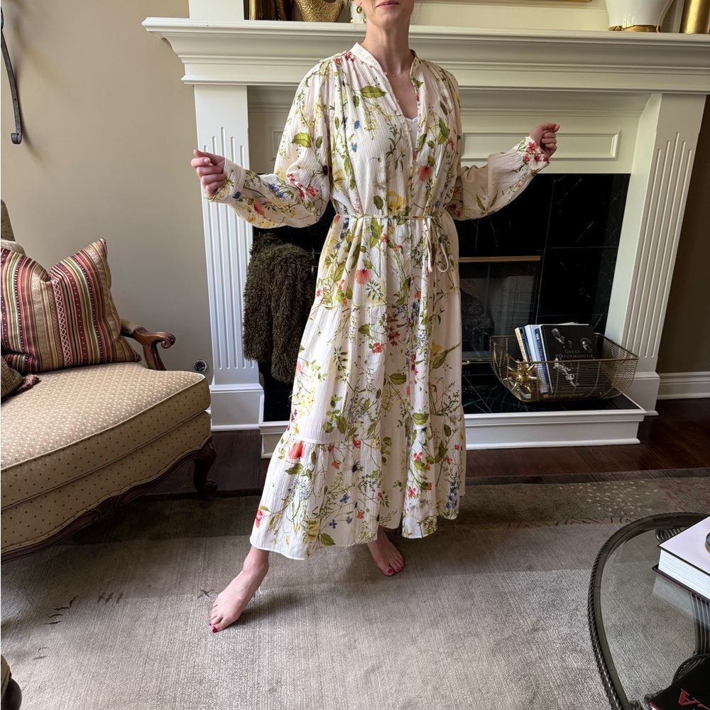 H & M Floral Long Sleeve Maxi Dress ~ Sz S - Picture 9 of 14